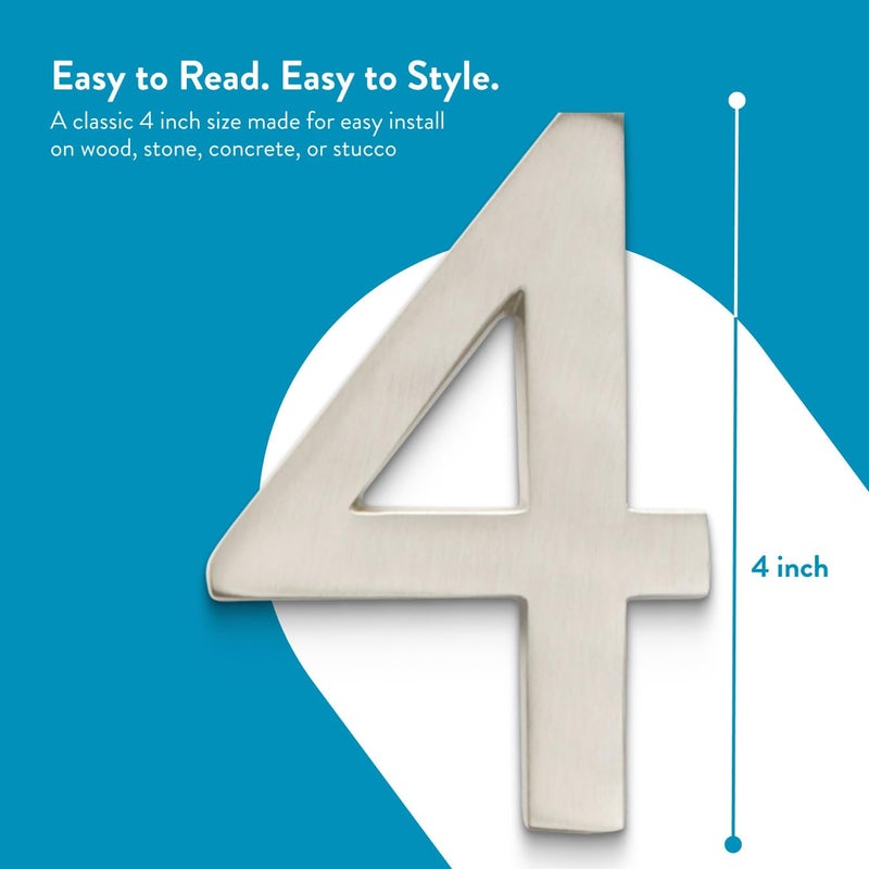 Architectural Mailboxes 3582SN-2 4 inch Solid Brass Floating House Number, 2, Satin Nickel - Image 3